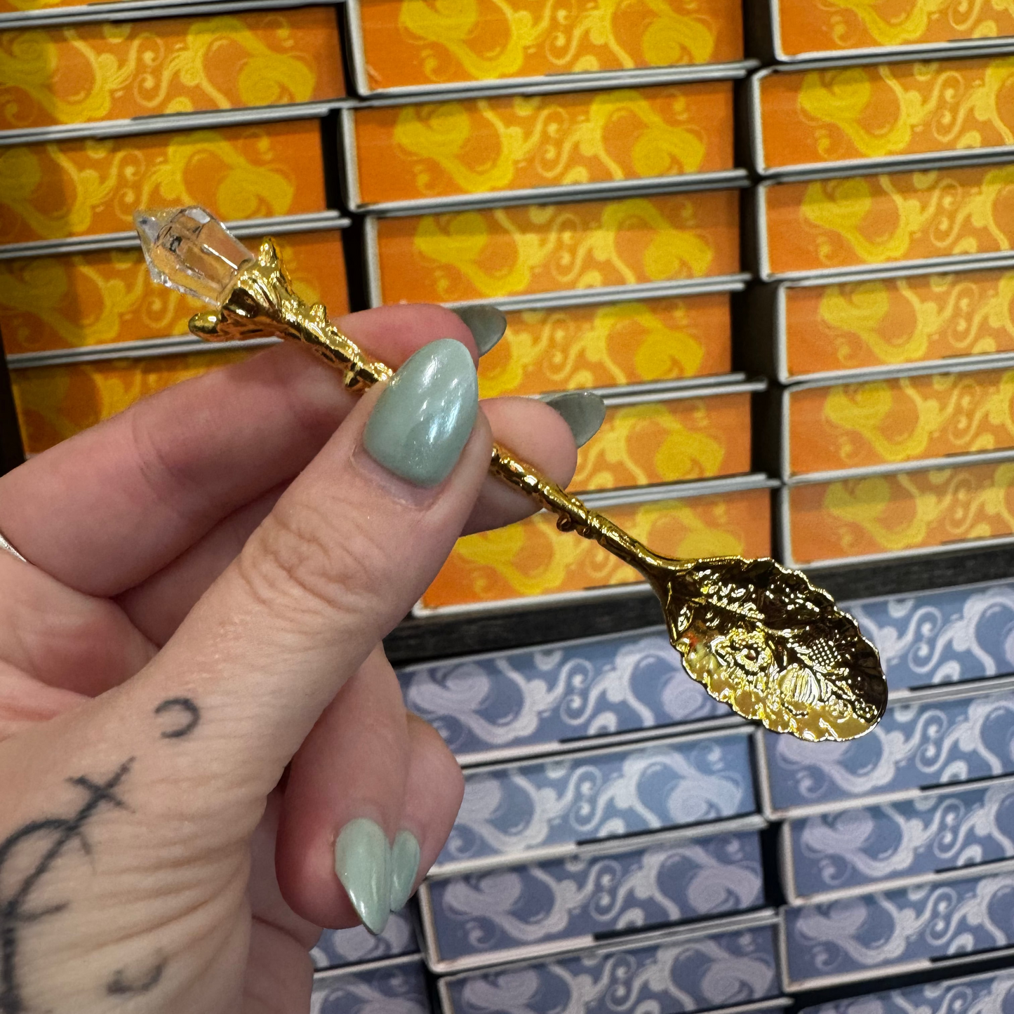 Metal Tea Spoon with Crystal (Multiple colors) - Treasure Box Leftover