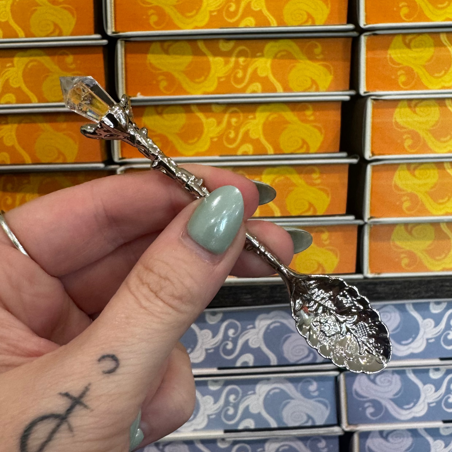 Metal Tea Spoon with Crystal (Multiple colors) - Treasure Box Leftover